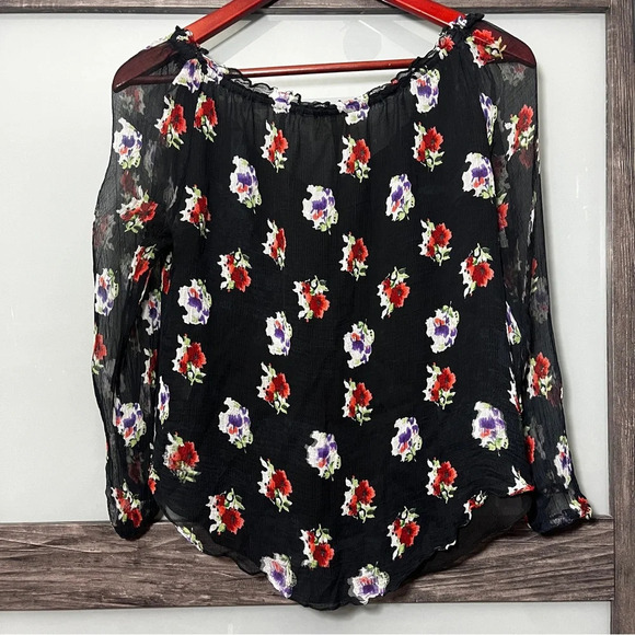 Anthropologie Love Sam Whimsigoth Fairy Grunge Sheer Sleeves Dark Floral Size M - Picture 6 of 7